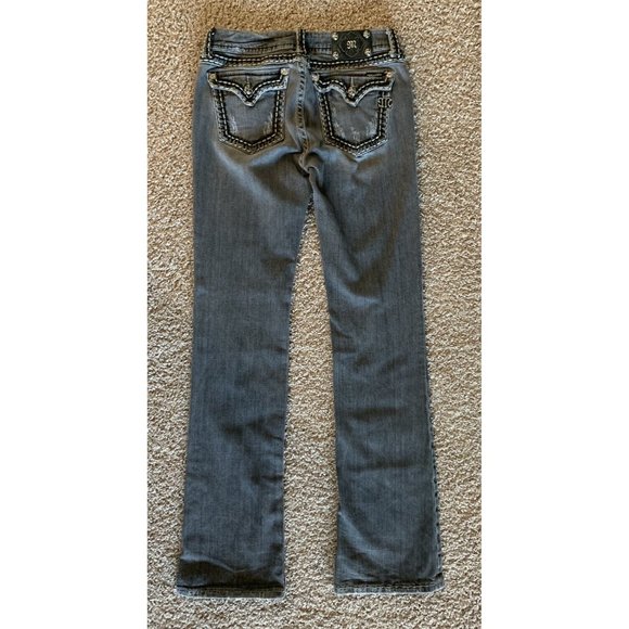 Miss Me Boot JP5014-2 Flap Pockets Thick Stitch Rhinestone Charcoal Size 30 Boot - Picture 14 of 14